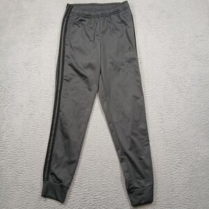 Adidas Track Pants Men's S Gray Black 3-Stripes Tapered Athletic Joggers